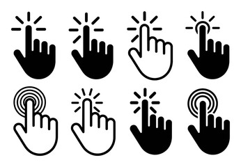 Collection of Cursor Hand Icons Indicating Click Action