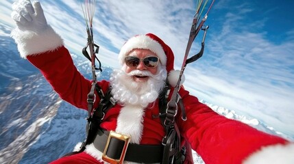 Santa Claus Paragliding Adventure Soaring Through the Skies for Holiday Cheer and Joy