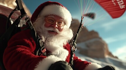 Santa Claus Paragliding A Festive Adventure in the Snowy Mountains
