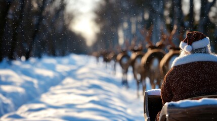 Santa Claus and His Reindeer Sleigh A Festive Winter Journey Through Snow and Pines