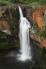 Water fall between the hills