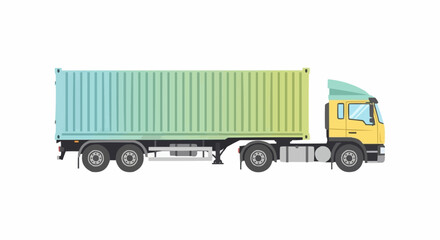Shipping container truck isolated on white background, cargo transportation