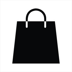 Simple black shopping bag icon on white background