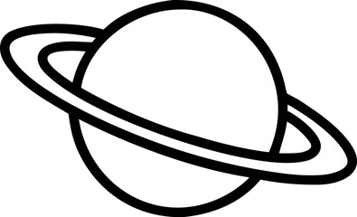 Saturn icon in line art style. Planet vector illustration