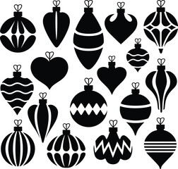 Christmas Ornament Vector Set, Holiday Bauble Clipart Collection, Festive Decoration Icon Bundle