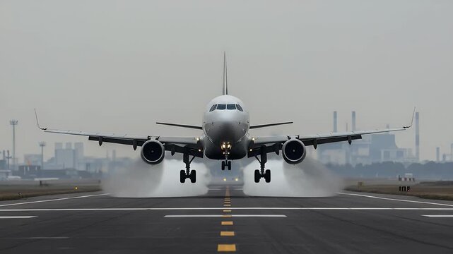 The plane landed with smoke coming out of the turbine