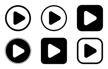 Collection of Play Button Icons in Various Shapes and Styles