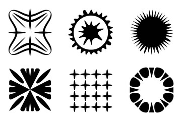 Collection of Six Black Abstract Geometric and Starburst Shapes