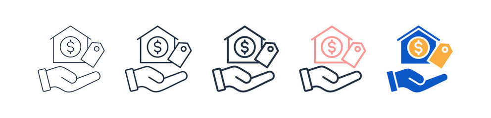 Affordable Housing different style icons set vector illustration. 