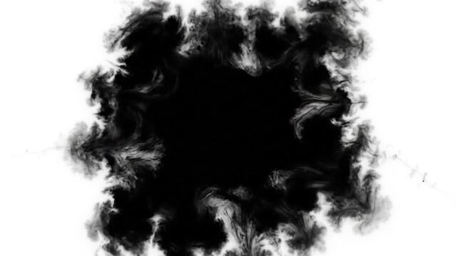 Black Watercolor Ink Drop in Water on White Background in Slow Motion