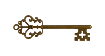 old vintage key isolated on transparent