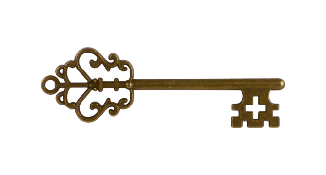 old vintage key isolated on transparent