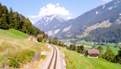 Fototapeta premium Mountain valley railway view