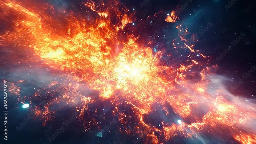 Canvas Prints bright orange explosion creating supernova in deep space