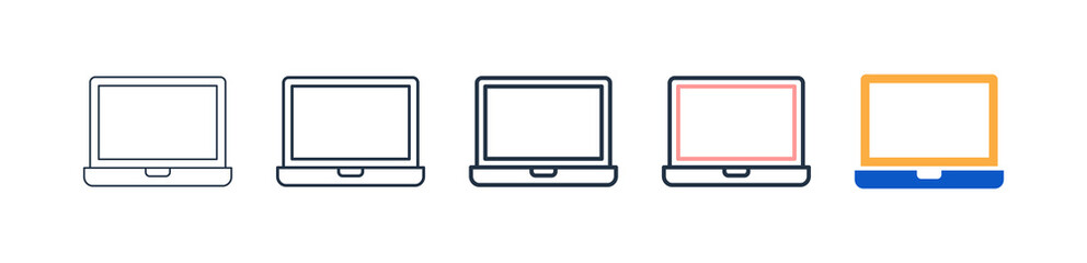 Laptop different style icons set vector illustration. 