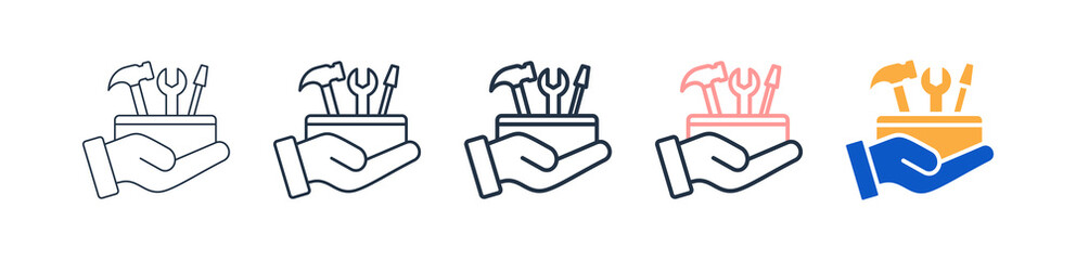 Tools different style icons set vector illustration. 