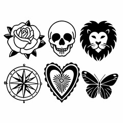 Fototapeta premium Collection of six different tattoo designs for decoration