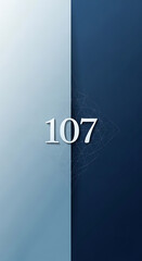 Modern Numeric Design with Number 107 on Split Blue Geometric Background