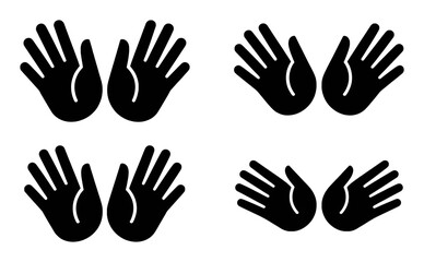 Fototapeta premium Four Pairs of Black Hands Icons on White Background
