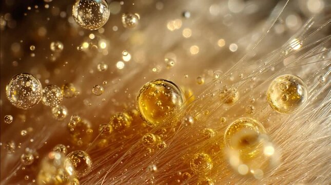 Abstract beauty-science image of golden liquid retinol swirling around a 3D hexagonal skin cell structure, symbolizing advanced skincare, renewal, and high-performance cosmetic ingredients.
