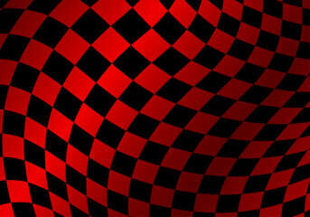 Checkered racing finish line flag. Red and black checkered background. Fluttering flag. Auto. Premium luxury background for cards, invitation, poster, flyer, luxe invite, prestigious voucher, ads.