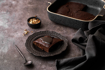 chocolate brownie pie with hazelnuts 