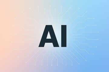 Artificial intelligence ai text logo on a futuristic digital background with glowing lines and circuits