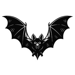 Obraz premium Black silhouette of a menacing bat with outstretched wings