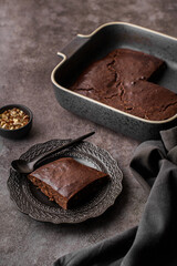 chocolate brownie pie with hazelnuts 