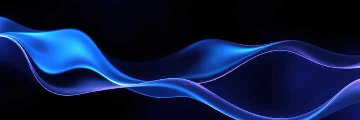 Abstract flowing blue and purple light waves creating a mesmerizing ethereal pattern on a dark background