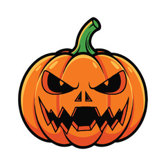 Scary jackolantern pumpkin isolated on white background