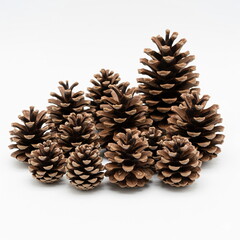 Fototapeta premium pine cones on white background
