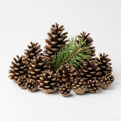 collection of cones and a spruce branch