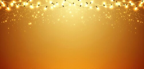 Luxury Diwali background with glowing fairy lights, golden sparkles and warm gradient.
