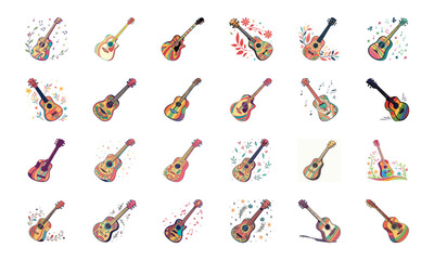 Creative Education and Hobby Icon Set with Sports, Music, Art, Technology, Science and Entertainment Illustrations