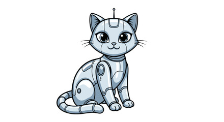 Cute Robotic Cat with Futuristic Design.
