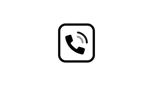 Calling icon animation video on white background. 4kHD video animation 