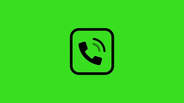 Calling icon animation video on green background. 4kHD video animation 