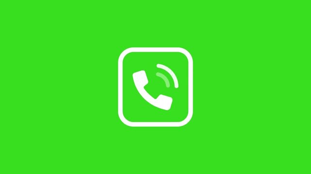 Calling icon animation video on green background. 4kHD video animation 