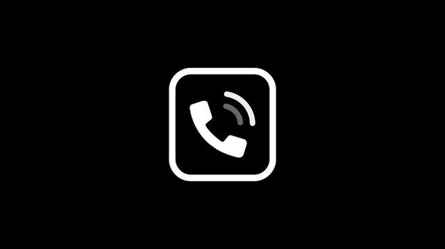 Calling icon animation video on black background. 4kHD video animation 