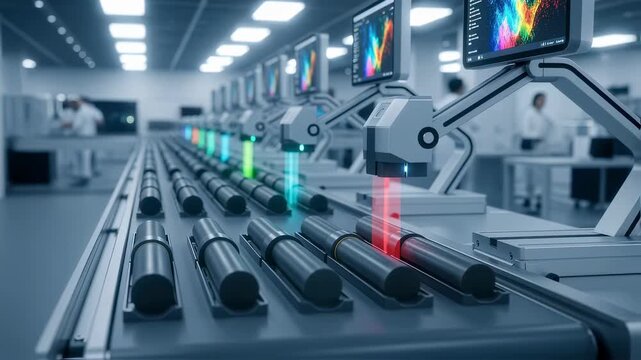 Automated conveyor system transporting geological cores to hyperspectral imaging stations for highthroughput mineralogical screening.
