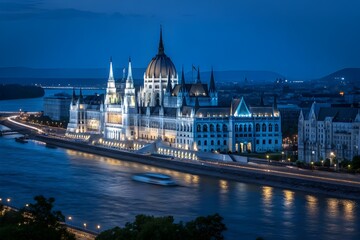 Obraz premium hungarian parliament building on river 