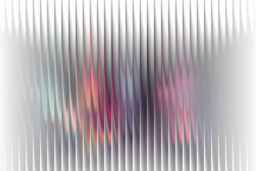 Abstract glowing multicolor neon background with vertical striped white overlay, futuristic digital wallpaper design with blurred luminous radiant texture