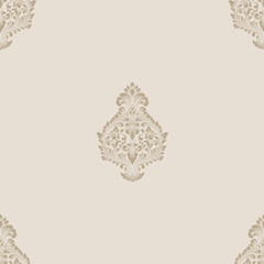 Damask modern fleur de lis seamless pattern element. Vintage classical old fashioned damask ornament, seamless texture for wallpapers, textile. © garrykillian
