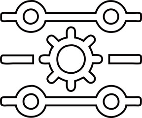 Gear outline icon for web design, mobile apps, system repair, and tech toolkits.