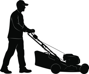 man with lawn mower