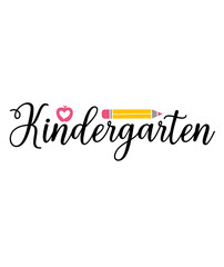 Kindergarten typography clip art design on plain white transparent isolated background for card, shirt, hoodie, sweatshirt, apparel, tag, mug, icon, poster or badge
