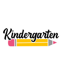 Kindergarten typography clip art design on plain white transparent isolated background for card, shirt, hoodie, sweatshirt, apparel, tag, mug, icon, poster or badge