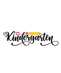Kindergarten typography clip art design on plain white transparent isolated background for card, shirt, hoodie, sweatshirt, apparel, tag, mug, icon, poster or badge