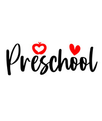 Preschool typography clip art design on plain white transparent isolated background for card, shirt, hoodie, sweatshirt, apparel, tag, mug, icon, poster or badge